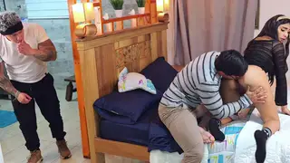 Voluptuous Latina Rides Two Cocks While Husband Watches