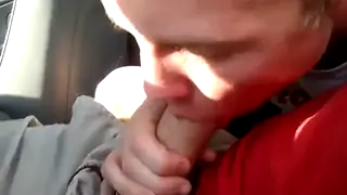 Asian Guy Blows Friend in Car Until Cum in Mouth