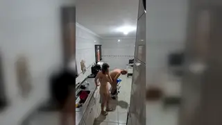 Maid Strips in Kitchen and Takes Facial for Bonus
