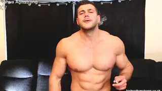 Muscular Stud Flexes and Strokes His Oiled Cock