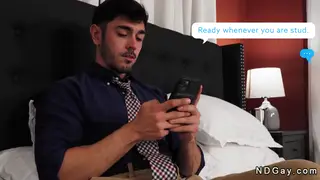 Married Hunk Invites a Stud for Bareback Hotel Sex