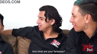 Redhead Latina Auditions for Casting with Two Men