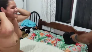 Busty Latina Wife Services Husband and His Friend