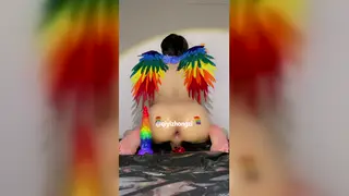 Asian Twink Fists Himself to Squirting Orgasm