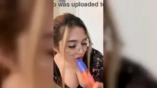 Petite Busty Beauty Rides Toy to Wet Climax