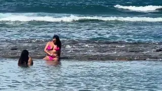 Latina Lesbians Eat Pussy on a Brazilian Beach