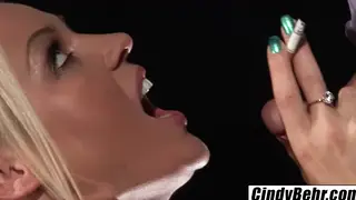 Busty European MILF Smokes While Sucking and Riding