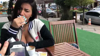 Busty Babe Gets a Public Toy Orgasm Outdoors