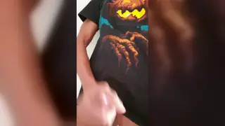 Costumed Amateur Strokes His Big Cock for a Holiday Cumshot