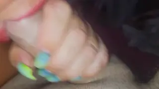 Blonde Wife Uses Her Feet for a Bedroom Cumshot