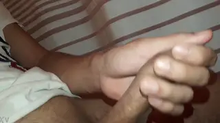 Solo Guy Displays Hands-Free Erection Up Close