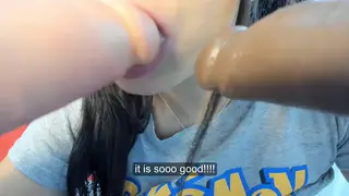 Busty Teen Nerd Worships BBC in POV While Using Toys