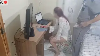 Redhead Latina Technician Gets Creampied in Uniform