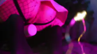 Teen Schoolgirl Plays with Toys in Fishnet Stockings