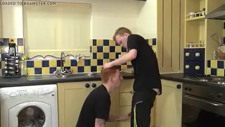 Redheaded Twink Deepthroats Until Throat Cumshot