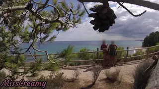 French Stranger Jerks Flasher to Completion on Beach Path