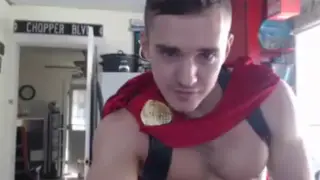 Muscular Hunk Strokes in Holiday Cosplay on Webcam
