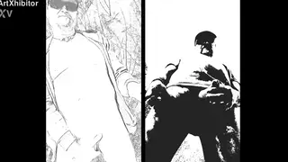 Mature Bear Enjoys Watersports on Public Beach