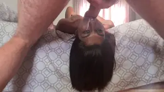 Petite Indian MILF Takes an Inverted Deepthroat Challenge
