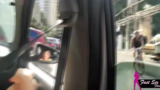 Delivery Worker Joins MILF Duo for Car Blowjob