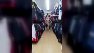 Japanese Twink Models Stockings in a Store Aisle