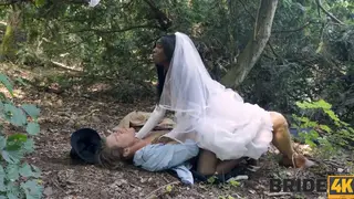 Runaway Bride Enjoys Interracial Passion in the Woods