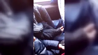 Muscular Hunk Caught Stroking His Cock on a Moving Bus