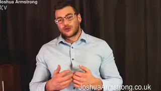 Muscular Guy Flexes in a Tight Blue Shirt