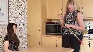 European MILF Spanks Curvy Teen in Lesbian Discipline