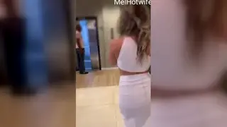 Blonde Latina Services a Black Stud in a Hotel Hallway