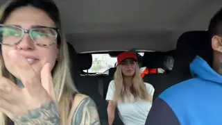 Busty Blonde Latina Sprays Milk in Car Threesome
