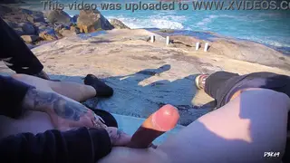 Outdoor Handjob Ends With a Massive Cumshot