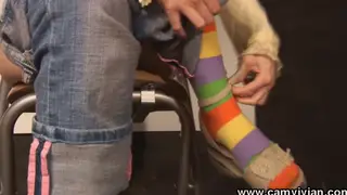 Teen Brunette Shows Off Feet in Hippy Striptease