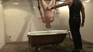 Hairy Submissive Endures Leather Bondage and Oral Control