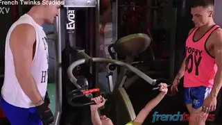 Muscular Coach Trains Twink in Gym Session