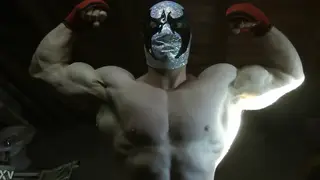 Muscular Teen Flexes Massive Biceps in Uniform