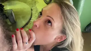 Teen Takes Creampie in Garage POV Doggystyle