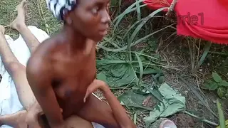 Ebony Wife Cheats Outdoors with Hung Lover