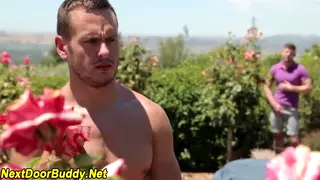 Muscular Jock Strokes to Explosive Finish Outdoors