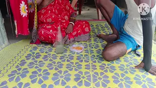 Indian Wife Drinks Then Services Husband in Homemade Clip