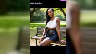 Ebony Teen Flaunts Curves Outdoors in Leather