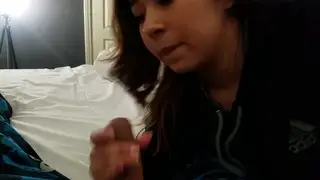 Brunette Teen Gives a Blowjob to Her Stepdad in a Hotel