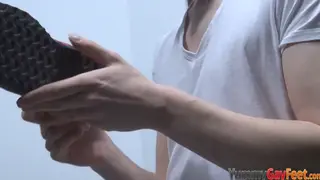 Twink Strokes His Cock While Getting His Feet Worshipped