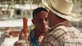 Cowboy Pounds Muscular Black Hunk in Interracial Anal