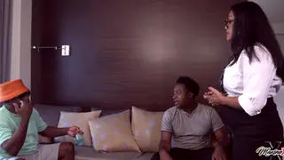 Busty Brunette Takes Two Cocks in a Wild Interracial Orgy