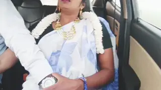 Indian Stepson Fucks Busty Housewife in Car While She Wears Saree