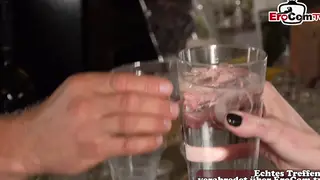 German Teen Waitress Gives Stranger a Public Handjob