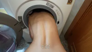 Stepsister Stuck in Washer Takes Anal POV and Squirts Hard