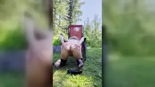 Blonde Mature Squirts Hard in Thigh-Highs Under the Sun