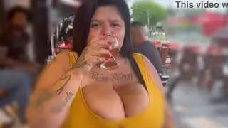 Curvy Latina Teases Remote Toy In Public With Boyfriend